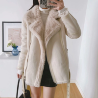 Lamb Wool Coat Women Mid-Length Down - Thumbnail 2