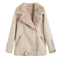 Lamb Wool Coat Women Mid-Length Down - Thumbnail 5