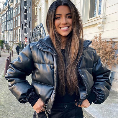 Coat ladies elegant zipper cotton jacket