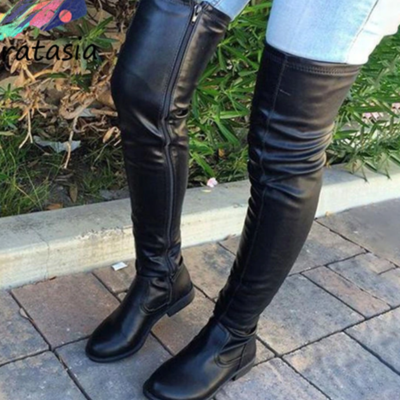 Zipper chunky heel platform round toe