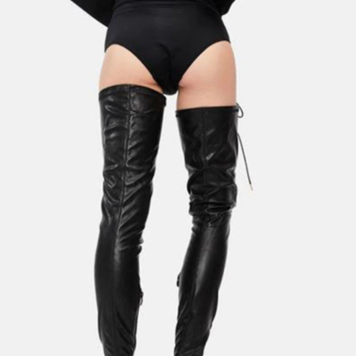 Platform square heel zip cross-tied