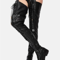 Platform Square Heel Zip Cross-Tied - Thumbnail 1