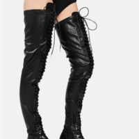 Platform Square Heel Zip Cross-Tied - Thumbnail 2