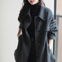 Woolen Overcoat Middle Long Coat New - Thumbnail 1