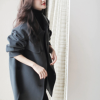 Woolen Overcoat Middle Long Coat New - Thumbnail 4