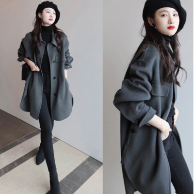 Woolen overcoat middle long coat new