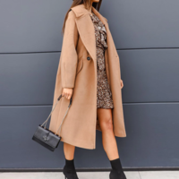  Long Sleeve Solid Cardigan Winter Turn-down - Thumbnail 4