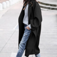 High Street Solid Color Long Overcoat - Thumbnail 1