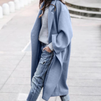 High Street Solid Color Long Overcoat - Thumbnail 3