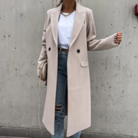 Style Turn-down Collar Woolen Coat Women - Thumbnail 5