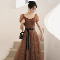 Cute Polka Dot Tulle Long Prom Dress Evening Dress - Thumbnail 3