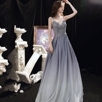 Elegant lace long A line prom dress evening gown - Thumbnail 4