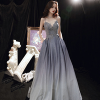 Elegant lace long A line prom dress evening gown - Thumbnail 7