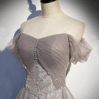 Elegant tulle lace long prom dress A line evening gown - Thumbnail 1