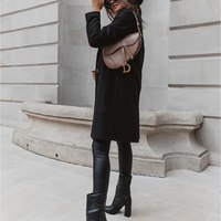 Turn-down Long Sleeve Black Female Coats  - Thumbnail 7