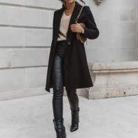 Turn-down Long Sleeve Black Female Coats  - Thumbnail 6