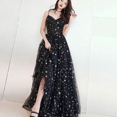Simple sweetheart tulle black ong prom dress, evening dress - Thumbnail 4