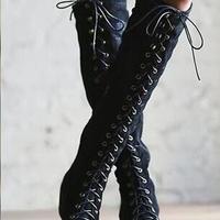  Lace up Spring Autumn Western Boots - Thumbnail 4