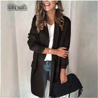  Long Blazer Coats Long Sleeve Fake Pocket  - Thumbnail 4