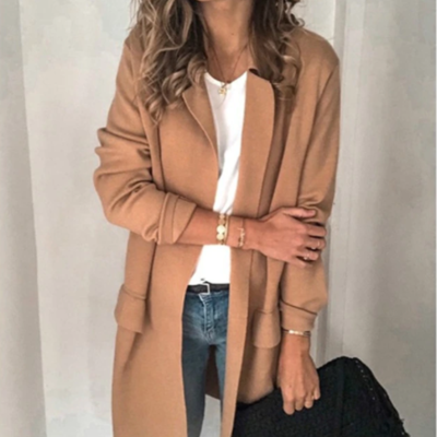  long blazer coats long sleeve fake pocket 