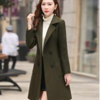 Coats Pockets Lapel Jackets Woolen Overcoat - Thumbnail 2
