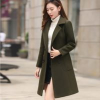 Coats Pockets Lapel Jackets Woolen Overcoat - Thumbnail 3