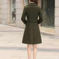 Coats Pockets Lapel Jackets Woolen Overcoat - Thumbnail 5