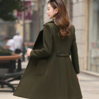 Coats Pockets Lapel Jackets Woolen Overcoat - Thumbnail 4