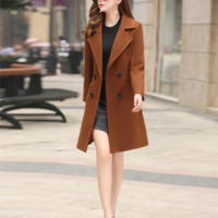 Coats Pockets Lapel Jackets Woolen Overcoat - Thumbnail 1