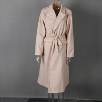  Long Wool & Blends Coat Turn Down Collar - Thumbnail 4