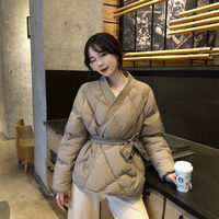 Women Winter Solid Sashes Coat Female - Thumbnail 5