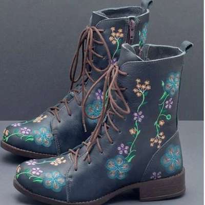  embroidery flower boots outdoor non-slip 