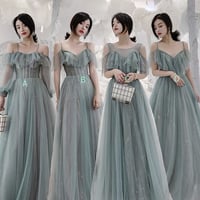 Cute tulle long A ine prom dress evening gown - Thumbnail 6