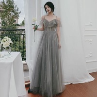 Cute tulle long A ine prom dress evening gown - Thumbnail 1