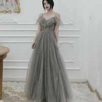 Cute tulle long A ine prom dress evening gown - Thumbnail 3