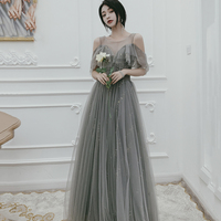 Cute tulle long A ine prom dress evening gown - Thumbnail 5