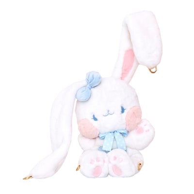 Japanese Princess Doll Cute Girl Student Rabbit Bunny Pink Blue Heart Love Plush Doll Fluff Shoulder Bag