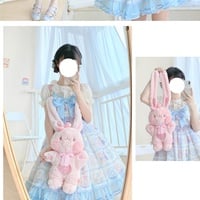 Japanese Princess Doll Cute Girl Student Rabbit Bunny Pink Blue Heart Love Plush Doll Fluff Shoulder Bag - Thumbnail 4