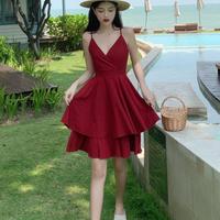 A line v neck fashion short prom dress - Thumbnail 1