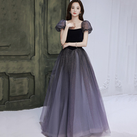 Cute tulle long A line prom dress evening gown - Thumbnail 2