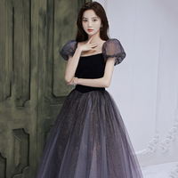 Cute tulle long A line prom dress evening gown - Thumbnail 4