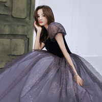 Cute tulle long A line prom dress evening gown - Thumbnail 5