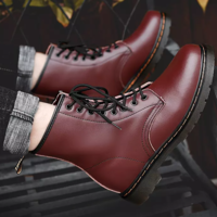  Fashion Women Genuine Leather Martin Boots  - Thumbnail 2