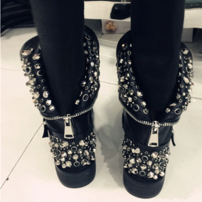Rivets autumn winter ankle boots punk ladies