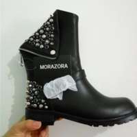 Rivets Autumn Winter Ankle Boots Punk Ladies - Thumbnail 3