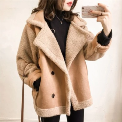 Winter jacket new lapel lamb wool coat