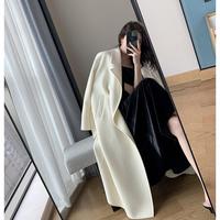  Elegant Long Wool Coat With Belt Solid - Thumbnail 6