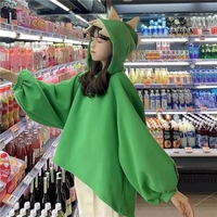 Cute 3D Dinosaur Cartoon Costume Loose Fleece Hoodie Jacket Sweatshirt Aesthetic Casual E-Girl Kawaii Korean Japanese Harajuku - Thumbnail 4