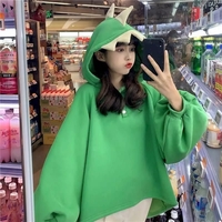 Cute 3D Dinosaur Cartoon Costume Loose Fleece Hoodie Jacket Sweatshirt Aesthetic Casual E-Girl Kawaii Korean Japanese Harajuku - Thumbnail 5