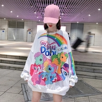 Cute Rainbow Colorful Pony Cartoon Print Oversized Sweatshirt Long Sleeve Shirt Pullover Aesthetic Casual E-Girl Kawaii Korean Japanese Harajuku - Thumbnail 7